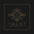 Luxurious Letter Y Logo with classic line art ornament style vector