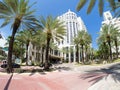 The luxurious Loews Miami Beach Hotel and it tropical palms gard Royalty Free Stock Photo