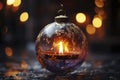 Luxurious magical glowing decorated Christmas ball closeup, xmas decorations, new year tradition, AI Generated