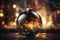 Luxurious magical glowing decorated Christmas ball closeup, xmas decorations, new year tradition, AI Generated