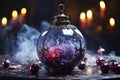 Luxurious magical glowing decorated Christmas ball closeup, xmas decorations, new year tradition, AI Generated