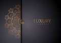 Luxurious mandala ornament background with golden pattern. Decoration mandala pattern on a black background. Luxury decoration