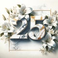 Luxurious Marble and Lily 25th Anniversary Elegance Royalty Free Stock Photo