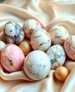 Luxurious Marble-Style Easter Eggs with Gold Kintsugi Detailing Royalty Free Stock Photo