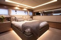 luxurious master bedroom on a yacht Royalty Free Stock Photo