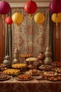Luxurious Middle Eastern Sweets & Lantern Decor Royalty Free Stock Photo