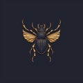 Luxurious Minimalist Horn Beetle Logo Illustration