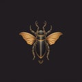 Luxurious Minimalist Horn Beetle Logo Illustration