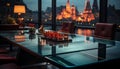 A luxurious modern apartment with a city skyline view at night generated by AI Royalty Free Stock Photo