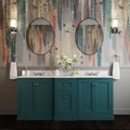 Luxurious modern bathroom with laundries and mirrors wall lighting classic style with wallpaper - 3d renderin Royalty Free Stock Photo