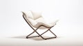 Luxurious Modern Folding Chair In Ivory Fabric On White