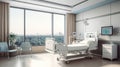 Luxurious Modern Hospital Room with City View. Generative AI Royalty Free Stock Photo