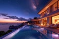 Luxurious Modern House with Pool and Breathtaking Sea View for Ultimate Relaxation and Comfort Royalty Free Stock Photo