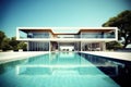 luxurious modern house swimming pool in the yard Royalty Free Stock Photo