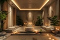Luxurious modern spa lounge with peaceful ambience Royalty Free Stock Photo