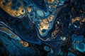 Luxurious navy blue ink marble like abstract texture. AI generated