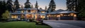 A luxurious new construction home, Modern style of home with car garage Royalty Free Stock Photo