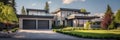 A luxurious new construction home, Modern style of home with car garage Royalty Free Stock Photo