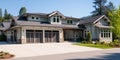 A luxurious new construction home, Modern style of home with car garage Royalty Free Stock Photo