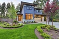 Luxurious home design with modern curb appeal in Bellevue. Royalty Free Stock Photo