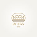 luxurious ocean wave minimalist badge line art logo template vector illustration design. simple modern surfer, resort hotels,