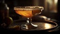 A luxurious old fashioned whiskey on wood generated by AI