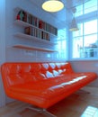 A luxurious old vintage interior is characterized by the presence of an orange leather dofa Royalty Free Stock Photo