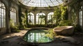 Luxurious Opulence: A Captivating Circular Pool Amidst Abandoned Beauty