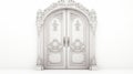 Luxurious Opulence: Ornate White Antique Door On White Background