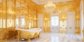 Luxurious and Opulent Bathroom Awash in Gold Royalty Free Stock Photo