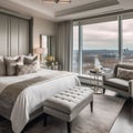 Luxurious and Opulent Hotel Suite with Stunning City Skyline View