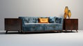 Luxurious Orange And Blue Couch With Finely Rendered Textures