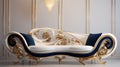 Luxurious Oregon White And Gold Sofa With Art Nouveau Inspiration Royalty Free Stock Photo