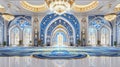 Luxurious Palace Interior Blue, Gold, Grand Hall Royalty Free Stock Photo