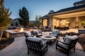 luxurious patio with outdoor fire pit