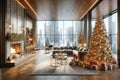 Luxurious Penthouse Christmas Decor Royalty Free Stock Photo