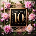 Decade of Elegance 10th Anniversary Floral Frame