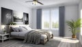 Luxurious photorealistic modern bedroom indoor interior