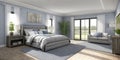 Luxurious photorealistic modern bedroom indoor interior