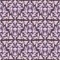 Luxurious pink damask pattern, shiny metallic outline. Seamless print of abstract floral elements in the form of a triangle, Royalty Free Stock Photo