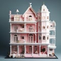 luxurious pink dollhouse,generated with AI.