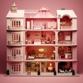 luxurious pink dollhouse,generated with AI.