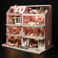 luxurious pink dollhouse,generated with AI.