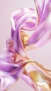 Luxurious pink fabric with gold edges gracefully swirling and flowing on a soft pink backdrop, creating a visually Royalty Free Stock Photo