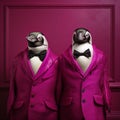 Luxurious Pink Penguin Portraits In The Style Of Mike Campau