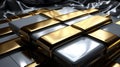 Luxurious Platinum Bedspread: Stacked Silver And Gold Bars Royalty Free Stock Photo