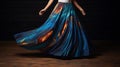 Luxurious Pleated Skirt In Blue And Orange - Stunning Maxi Skirt