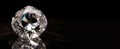 Luxurious polished diamond on strict black background, banner. Generative AI