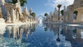 Luxurious Pool with Reflections of Ancient Architecture Royalty Free Stock Photo