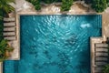 Luxurious Poolside Serenity from Above. Concept Aerial Photography, Resort Lifestyle, Luxury Amenities, Relaxation, Stunning Views